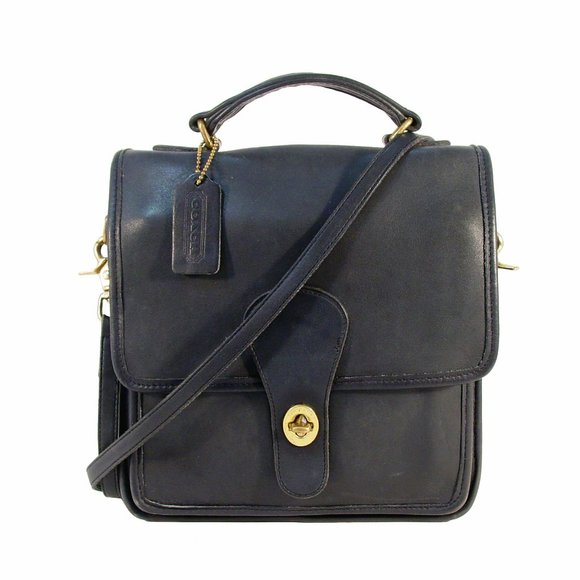 Coach Handbags - COACH 80's Classic Vintage Station Bag Navy/Brass